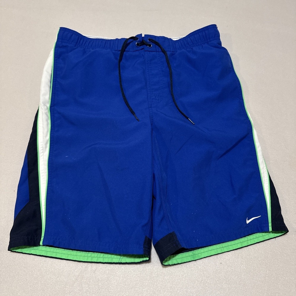 Nike Men's Swim Trunk Shorts Sz‎ S Blue Neon Green Mesh Lined
